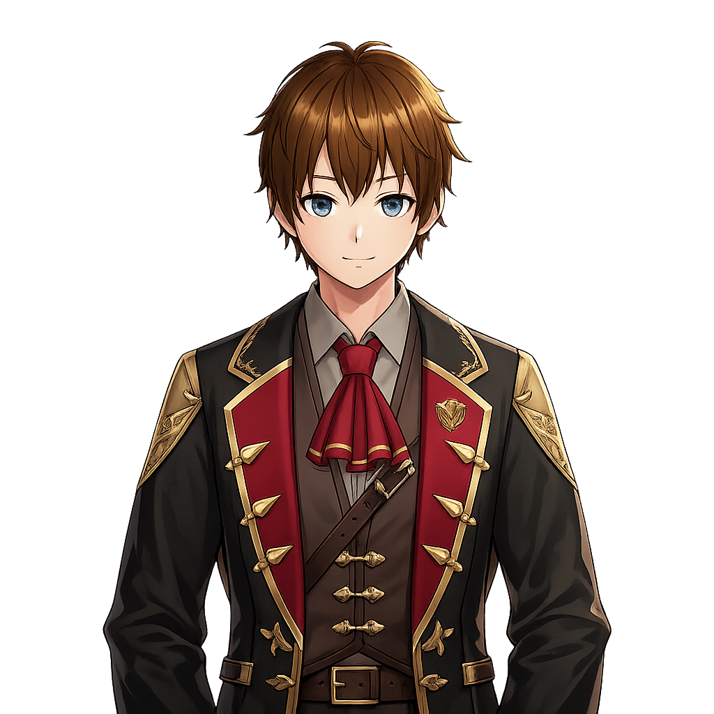 KazeNoYumis VTuber-Avatar im schwarz-roten Outfit mit goldenen Verzierungen